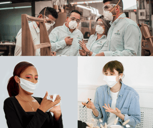 People wearing masks at work.